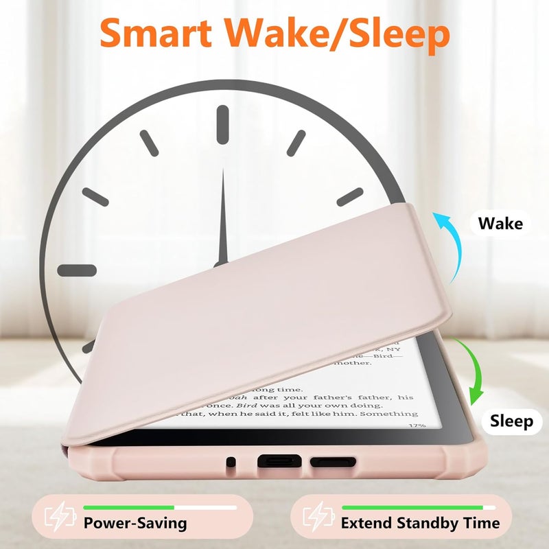 amzcase Case for Kindle Paperwhite 12th Genalation (7 inch 2024 Release) & Kindle Colorsoft Signature Edition,All New Slim Durable PU Case with Smart Sleep/Wake for Kindle Paperwhite 2024, Skin Pink - Image 4